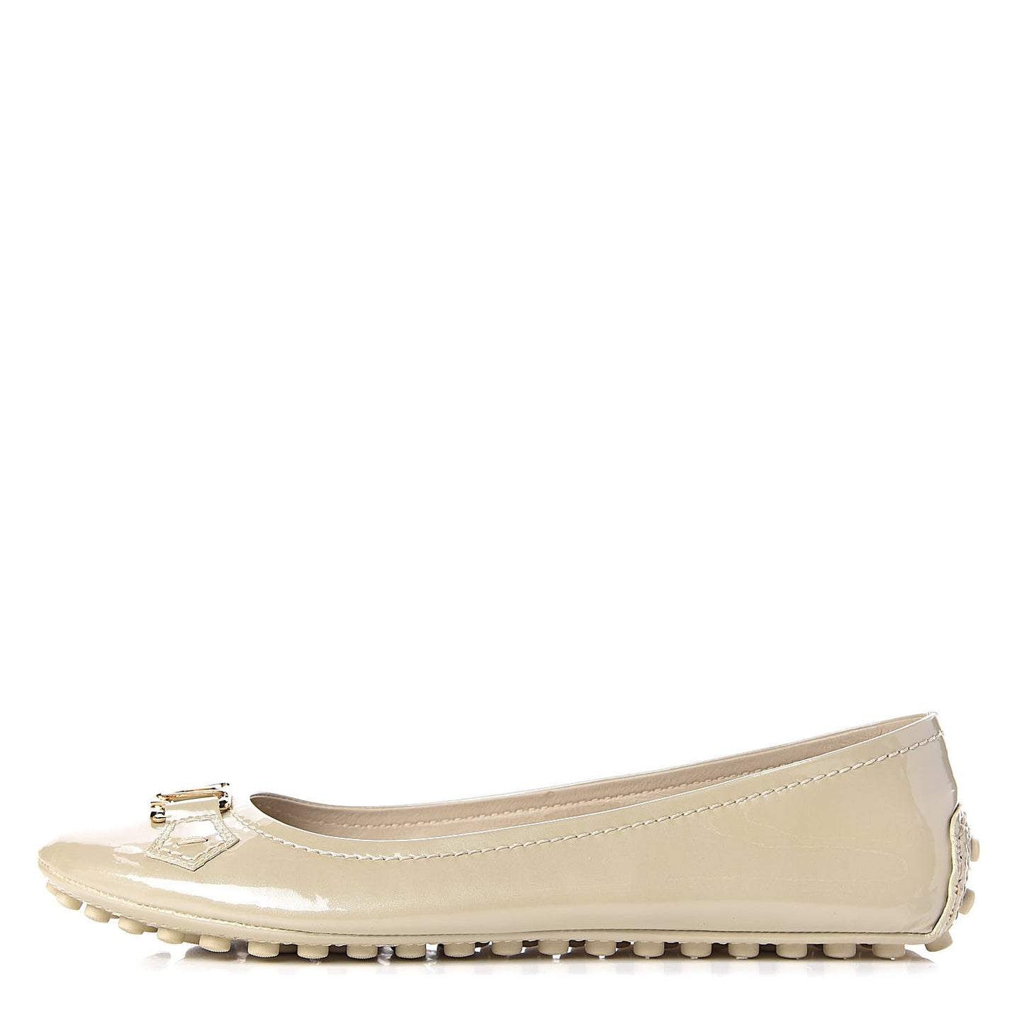 Patent Calfskin Oxford Ballerina Flats 41 Creme