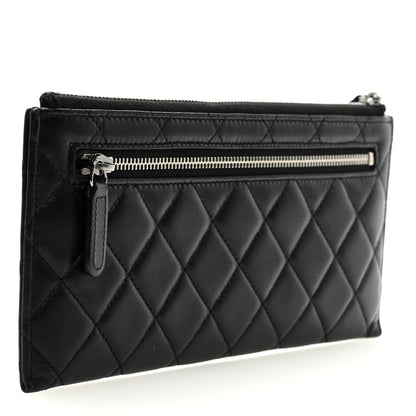 Chanel Lambskin Quilted Zip Pouch Black 3 of 6