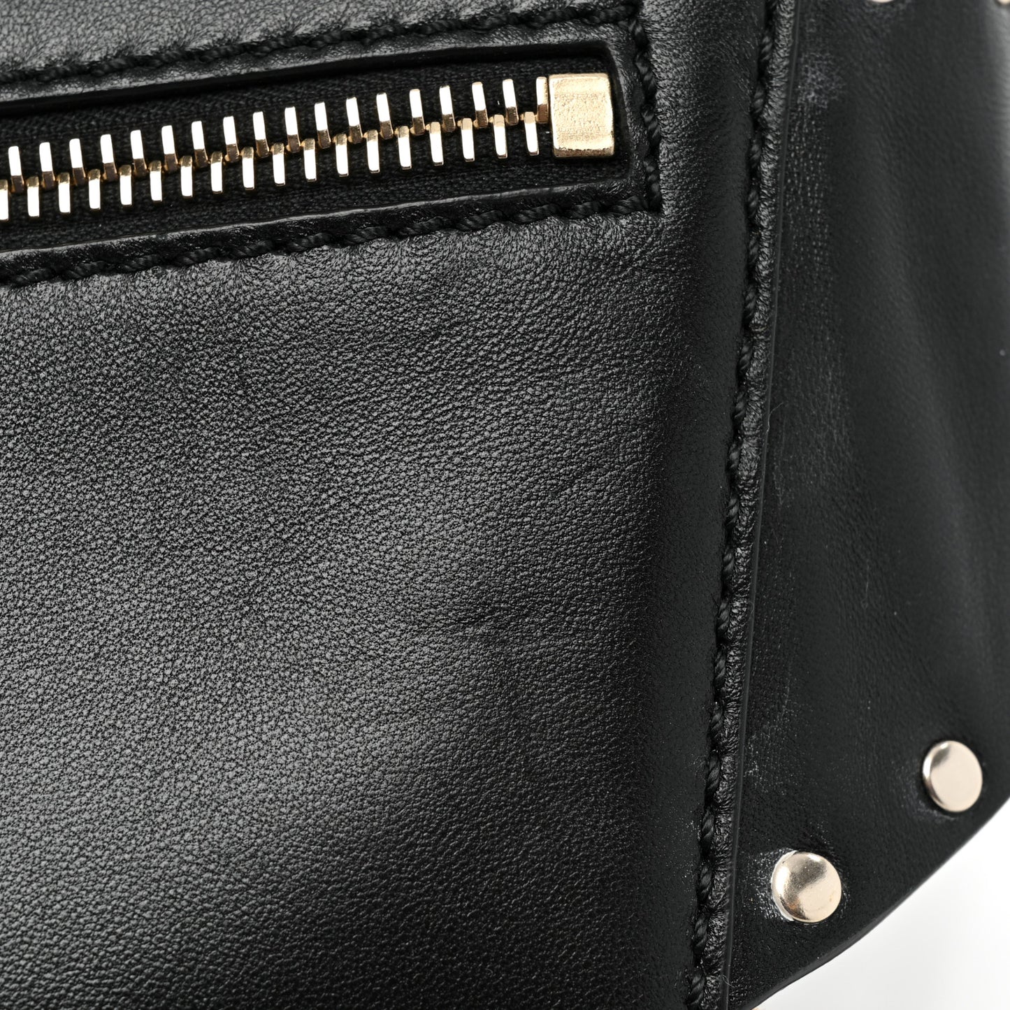 Calfskin Pony Hair Leopard Print Rockstud Spike Belt Bag 75