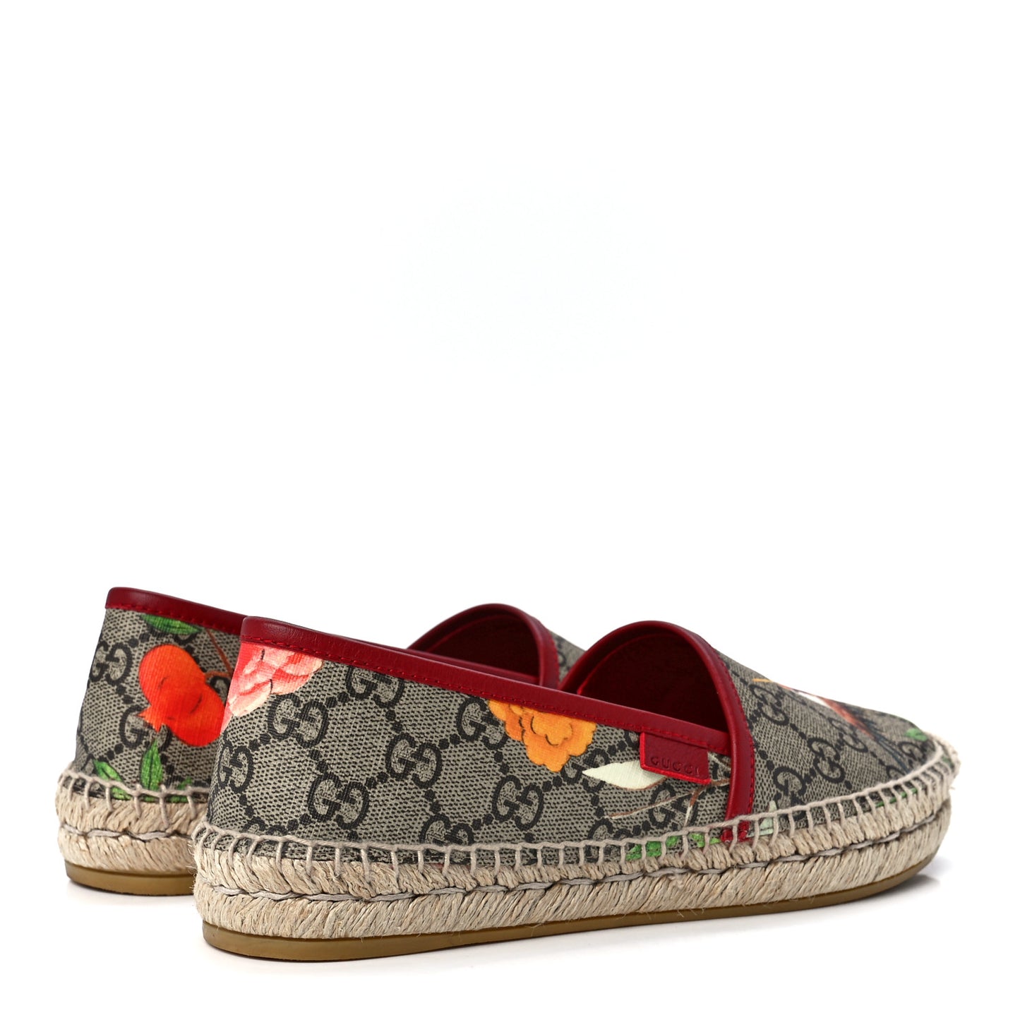 GG Supreme Monogram Tian Womens Espadrilles 36 Beige Multicolor Red