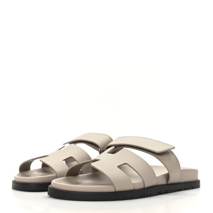 Hermes Calfskin Womens Chypre Sandals 40 Beige Mastic 3 of 8