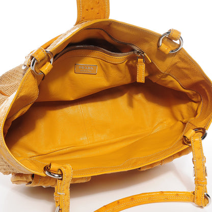 Prada Straw Ostrich Tote Naturale Soleil 5 of 8