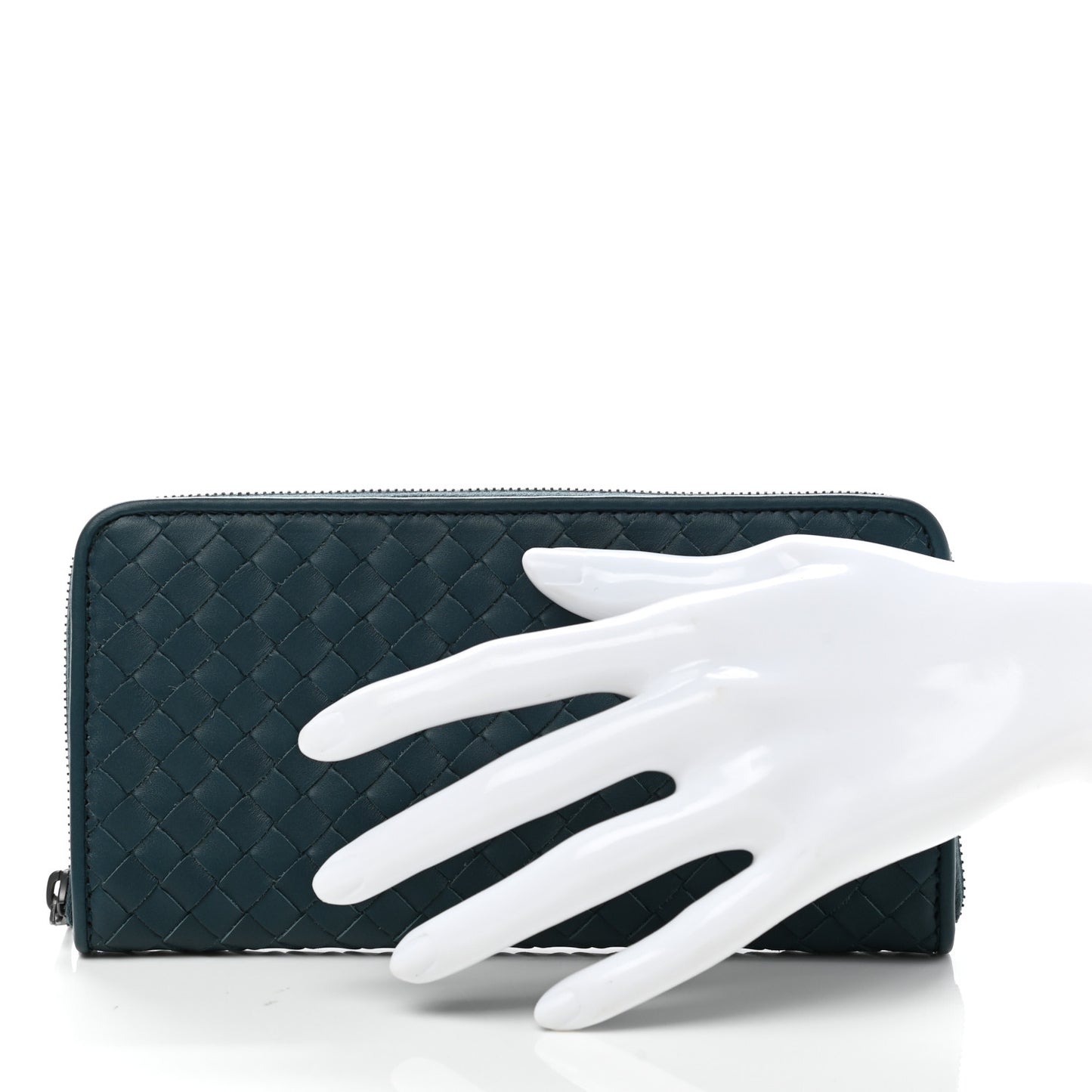 Nappa Intrecciato Zip Around Wallet Blue