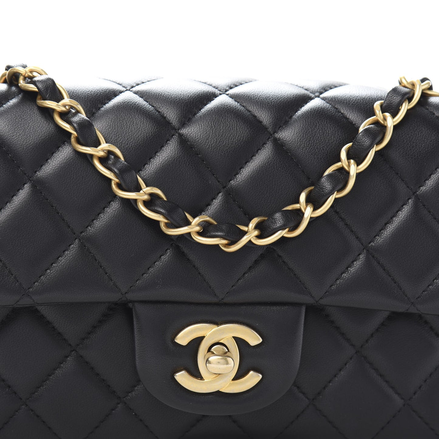 Lambskin Quilted Mini Rectangular Flap Black