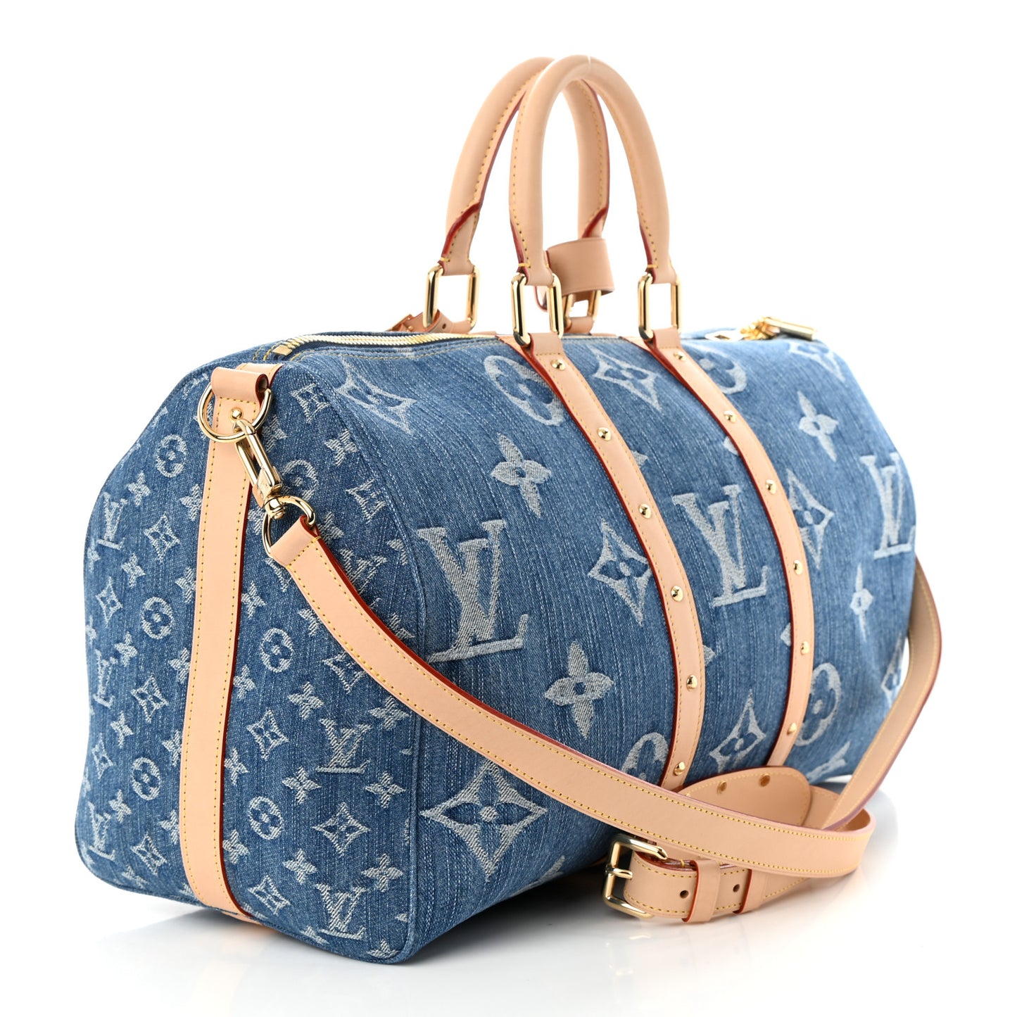 Denim Monogram New LV Remix Keepall Bandouliere 45 Blue