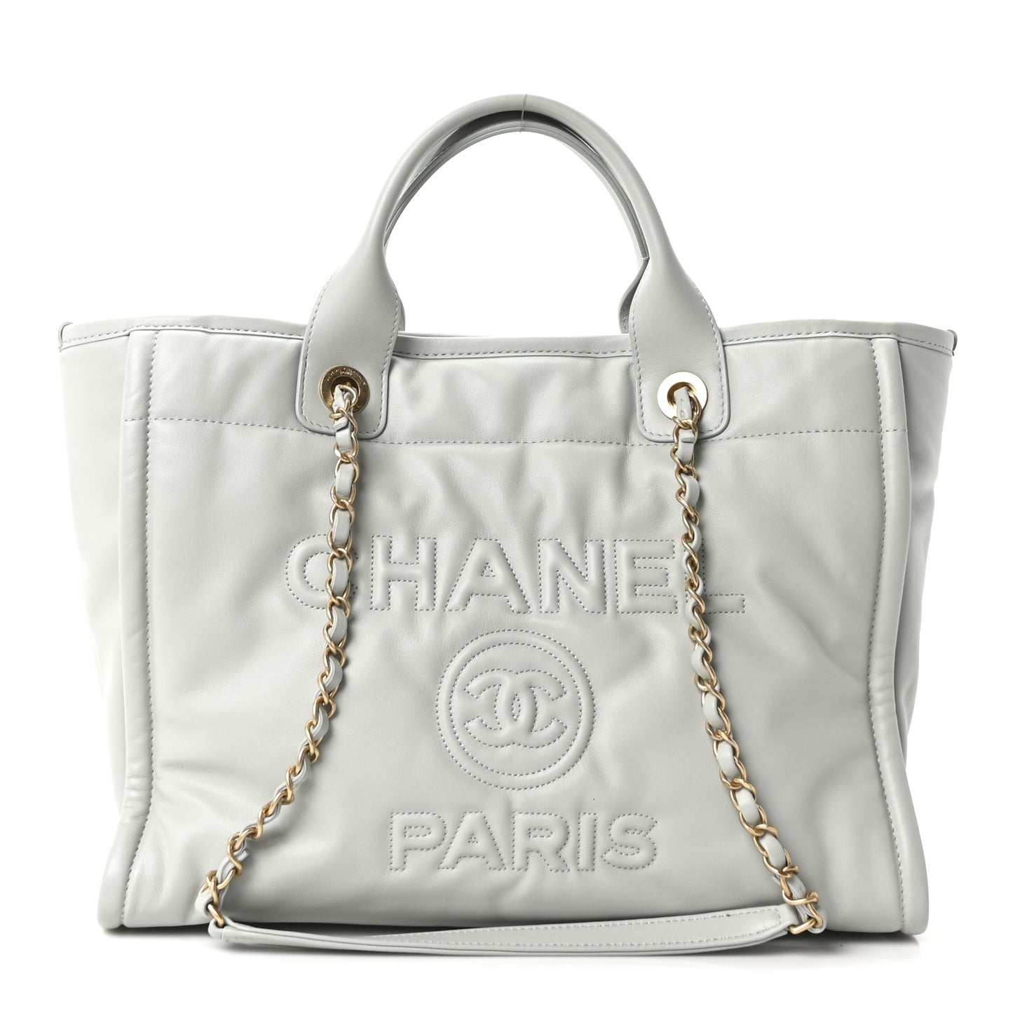Calfskin Small Deauville Tote Light Grey