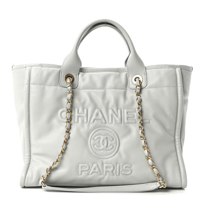 Chanel Calfskin Small Deauville Tote Light Grey 1 of 11