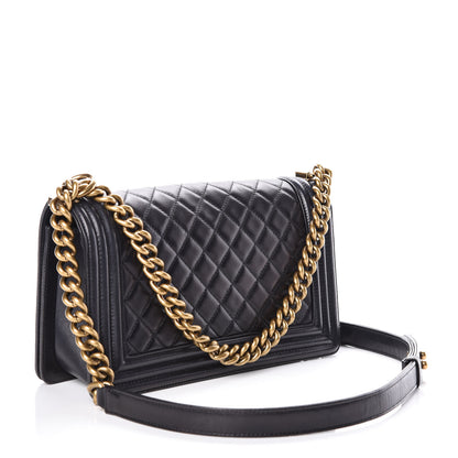 Chanel Lambskin Quilted Medium Boy Flap Pearly Black 3 of 10