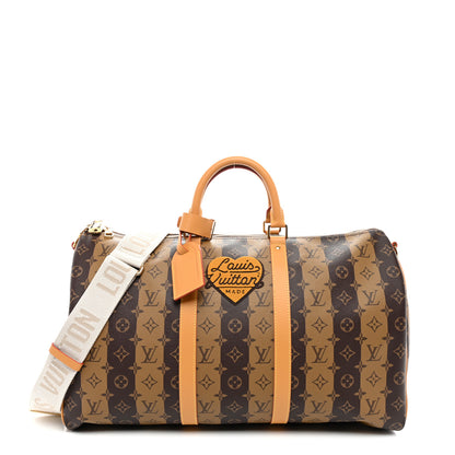 Louis Vuitton X NIGO Reverse Monogram Stripe Keepall Bandouliere 50 Brown 1 of 8