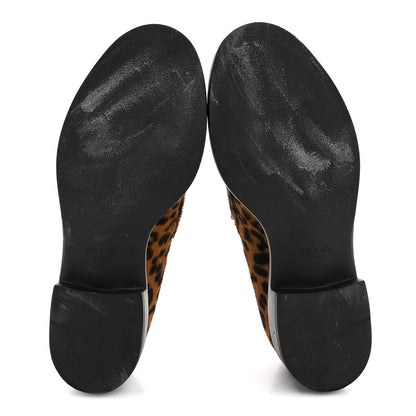 Prada Calf Hair Metal Triangle Logo Double Chocolate Loafers 39 Honey 6 of 8