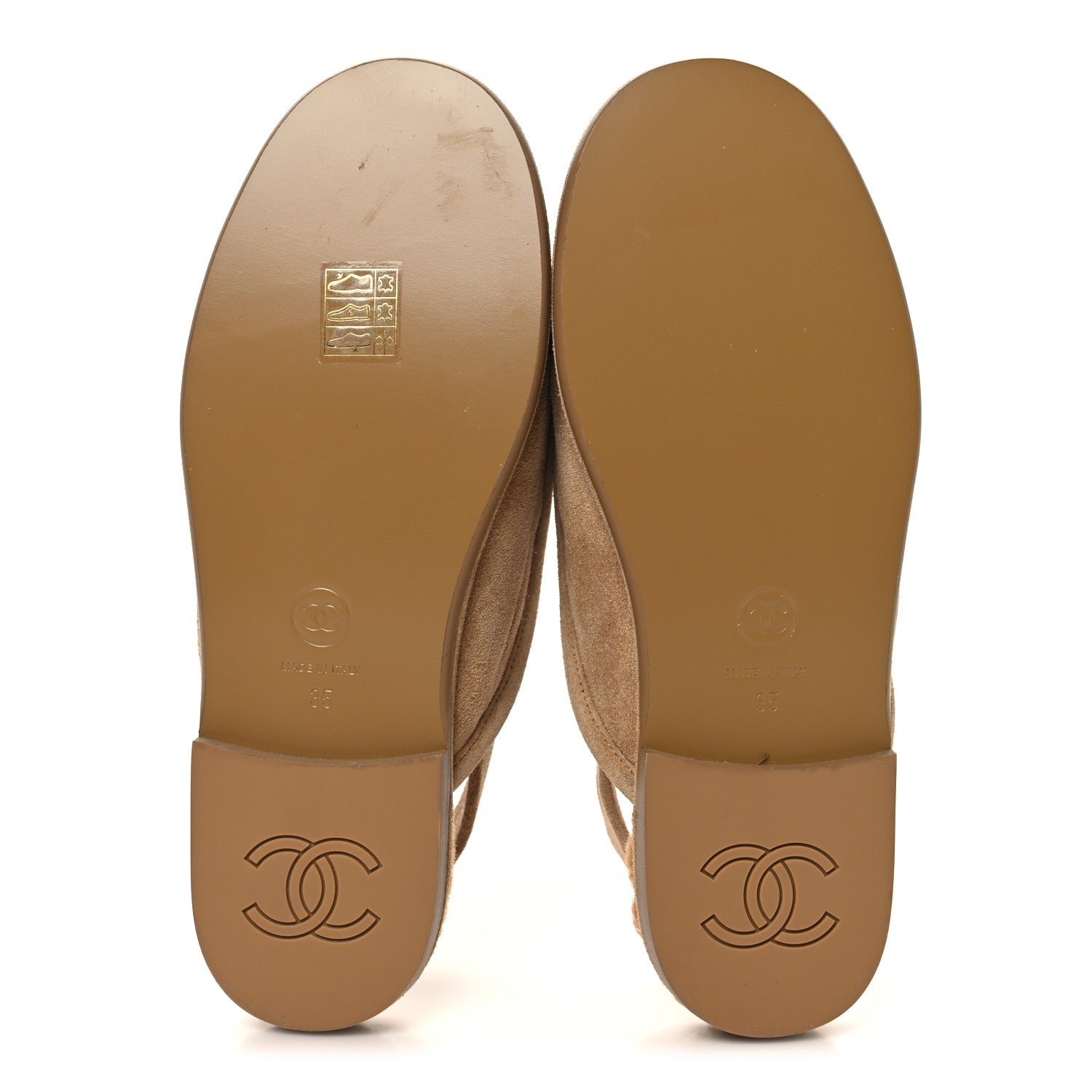 Chanel Suede Calfskin CC Slingback Loafers 35 Dark Beige 6 of 10