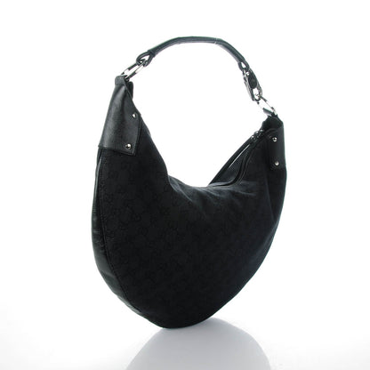 Gucci Denim Monogram Half Moon Hobo Black 3 of 7