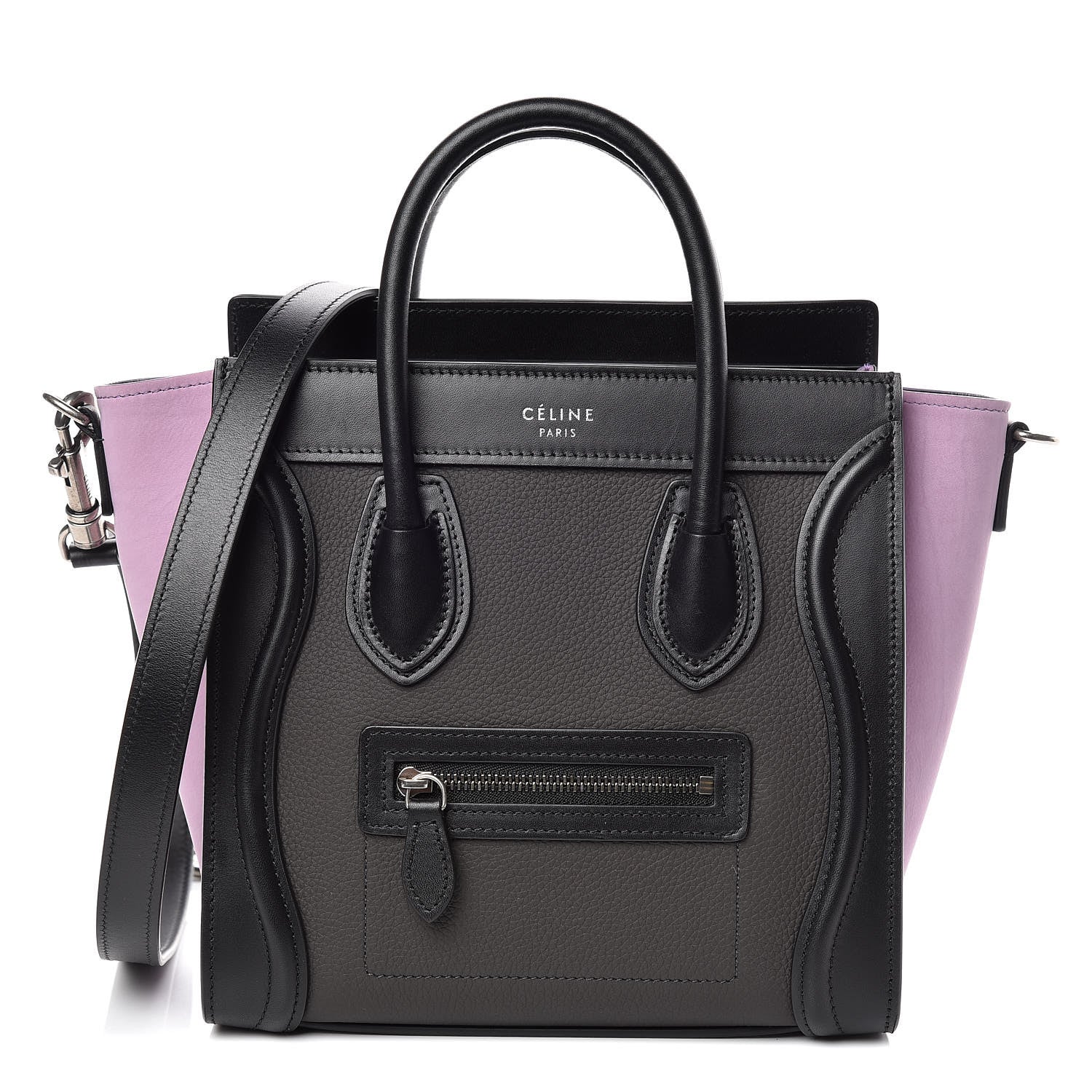 Celine Baby Grained Calfskin Nubuck Tri-color Nano Luggage Anthracite 1 of 10