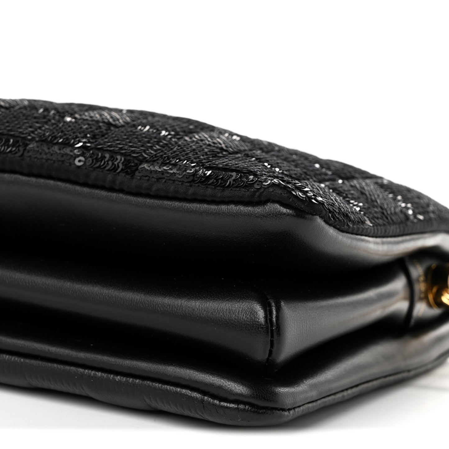 Satin Sequin Embroidered Damier Coussin BB Black