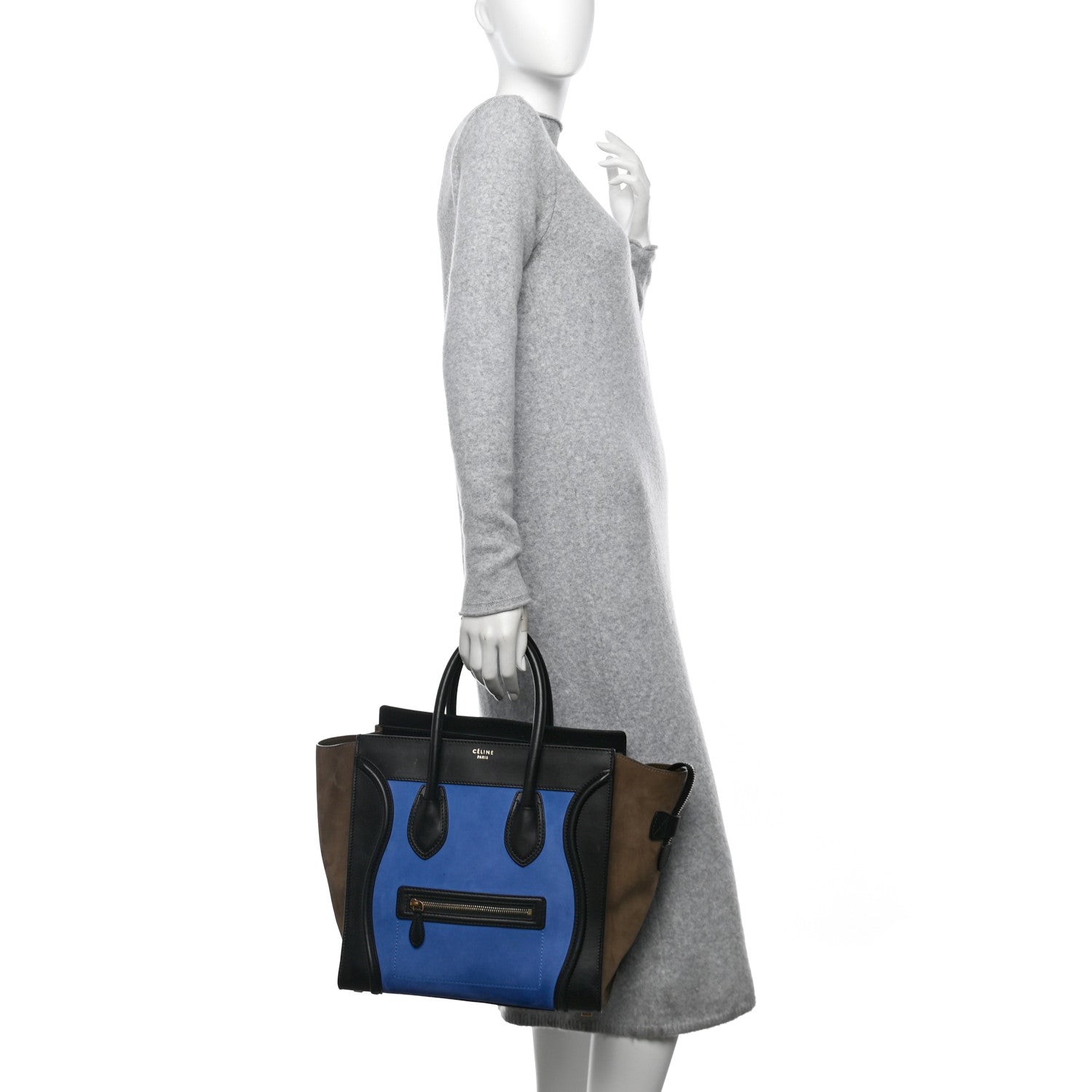 Celine Grained Calfskin Nubuck Mini Tri-Color Luggage Royal Blue 2 of 9