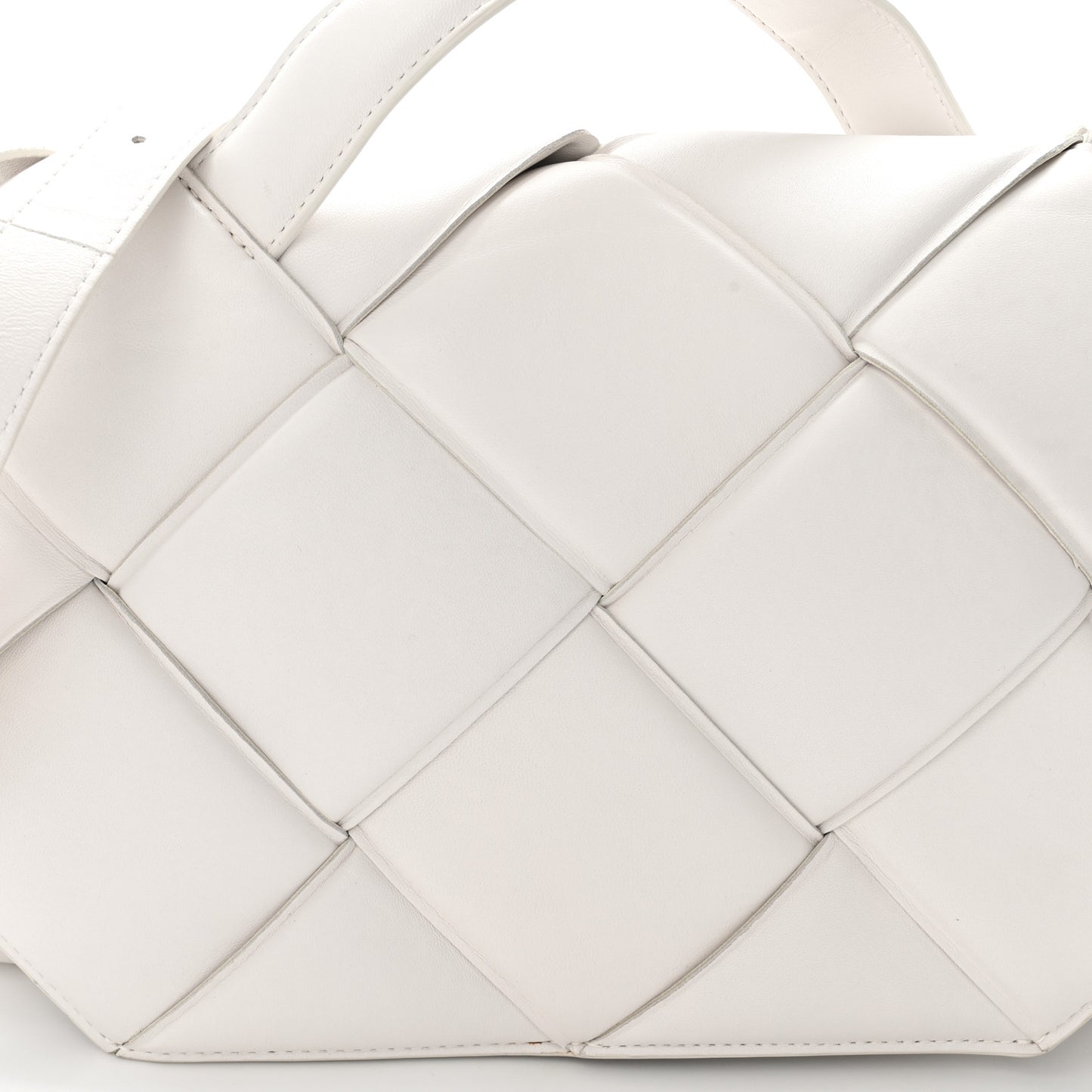 Nappa Intreccio Padded Top Handle Shoulder Bag White