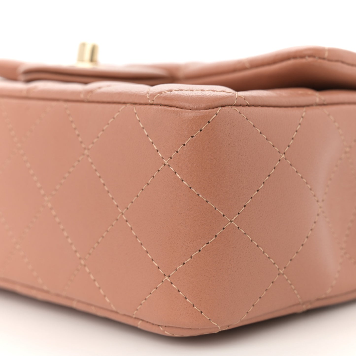 Lambskin Quilted Mini Rectangular Flap Brown
