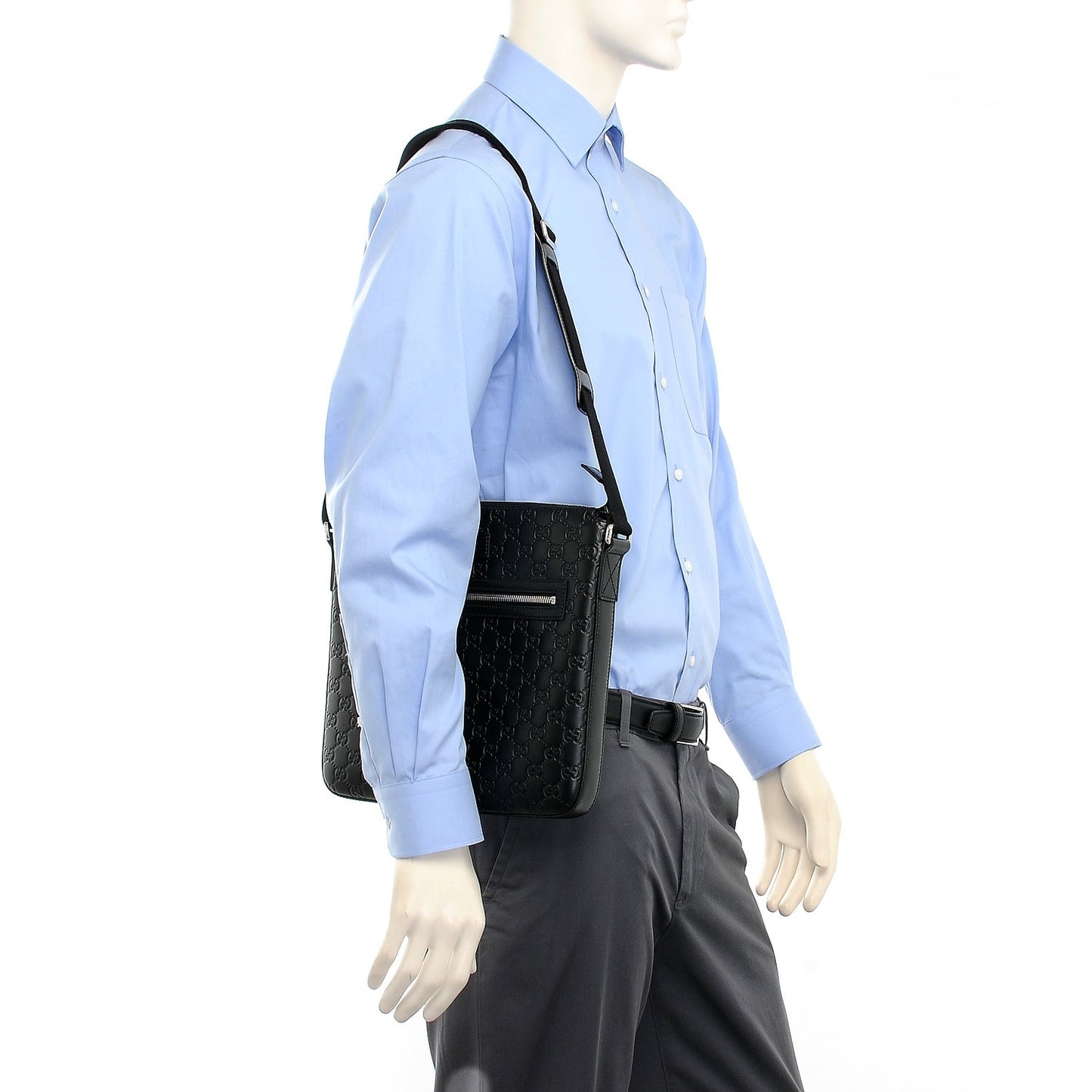 Guccissima Signature Medium Flat Messenger Bag Black