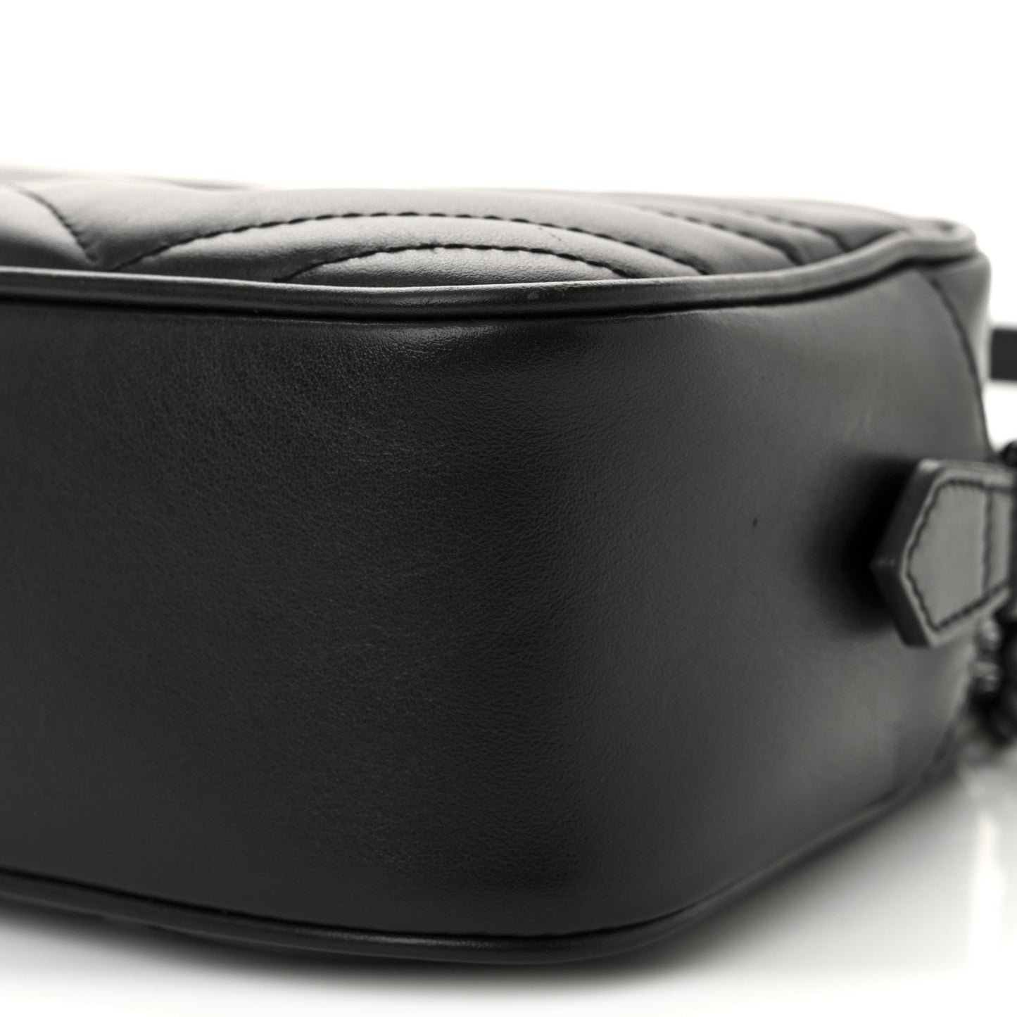 Calfskin Matelasse Monochrome Small GG Marmont Chain Shoulder Bag Black