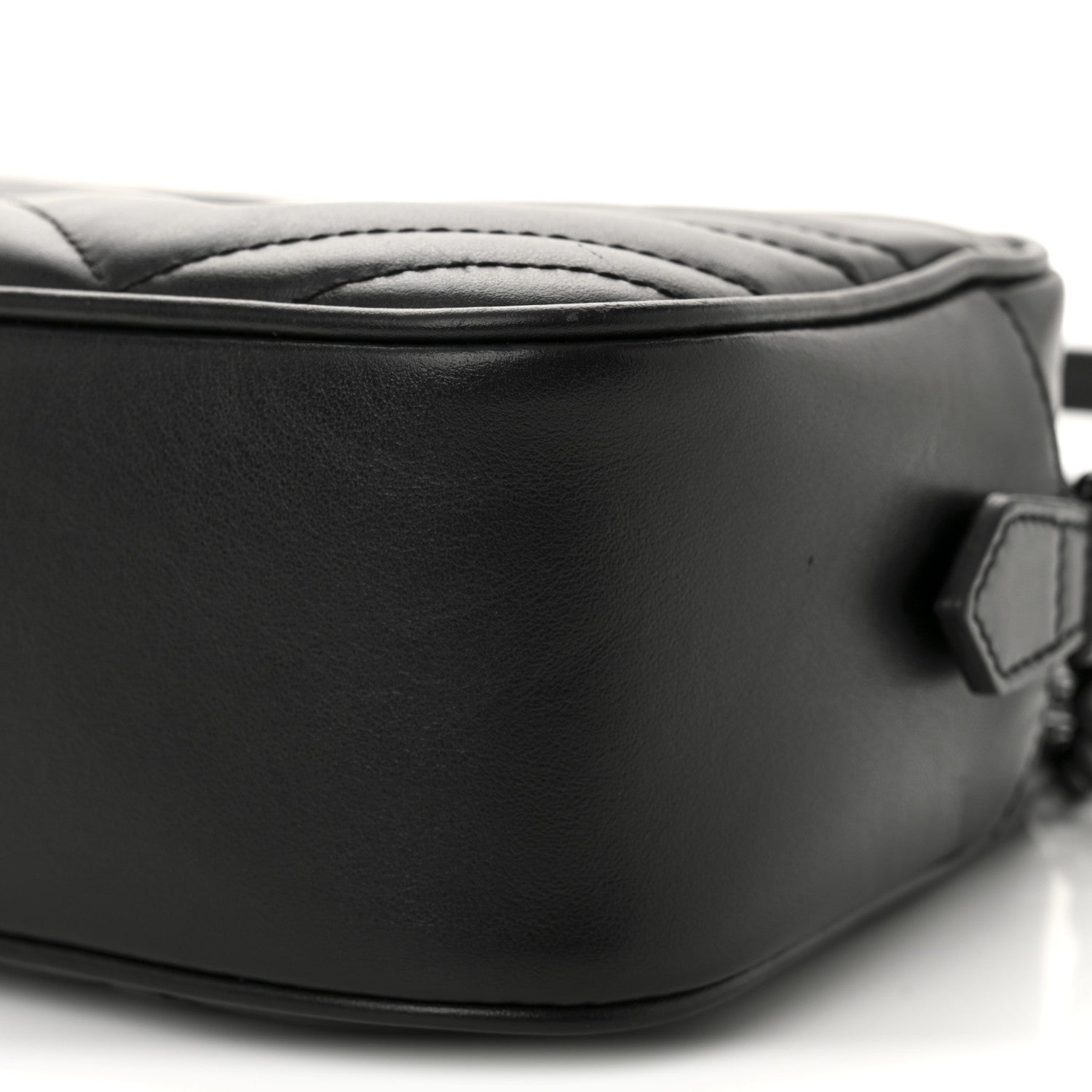 Gucci Calfskin Matelasse Monochrome Small GG Marmont Chain Shoulder Bag Black 10 of 11