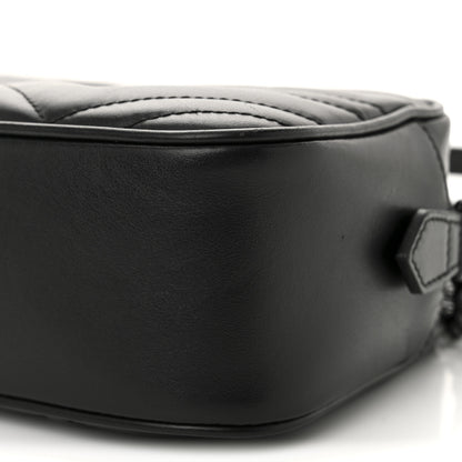 Gucci Calfskin Matelasse Monochrome Small GG Marmont Chain Shoulder Bag Black 10 of 11