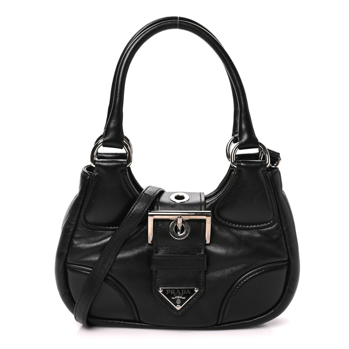 Prada Nappa Soft Padded Re-Edition 2002 Moon Bag Black 1 of 9