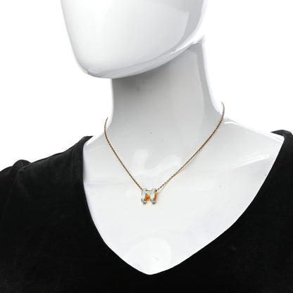 Hermes Lacquered Gold Pop H Pendant Necklace Bleu Pastel 2 of 6