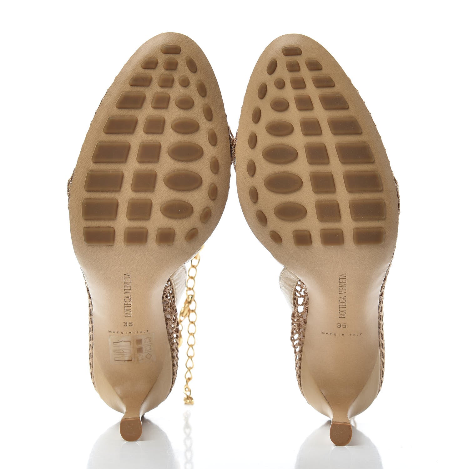 Bottega Veneta Mesh Nappa Chunky Chain Sandals 35 Beige Pony 6 of 10