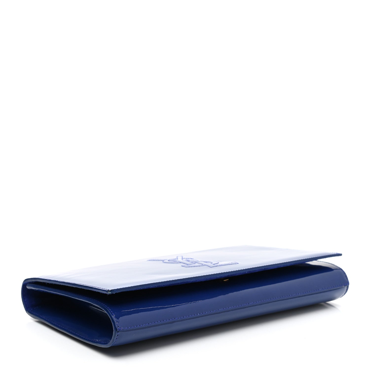 Saint Laurent Patent Calfskin Monogram Large Belle De Jour Clutch Royal Blue 4 of 7
