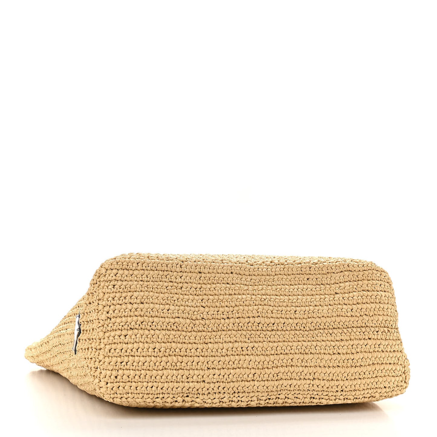 Yarn Raffia Effect Crochet Embroidered Logo Tote Naturale