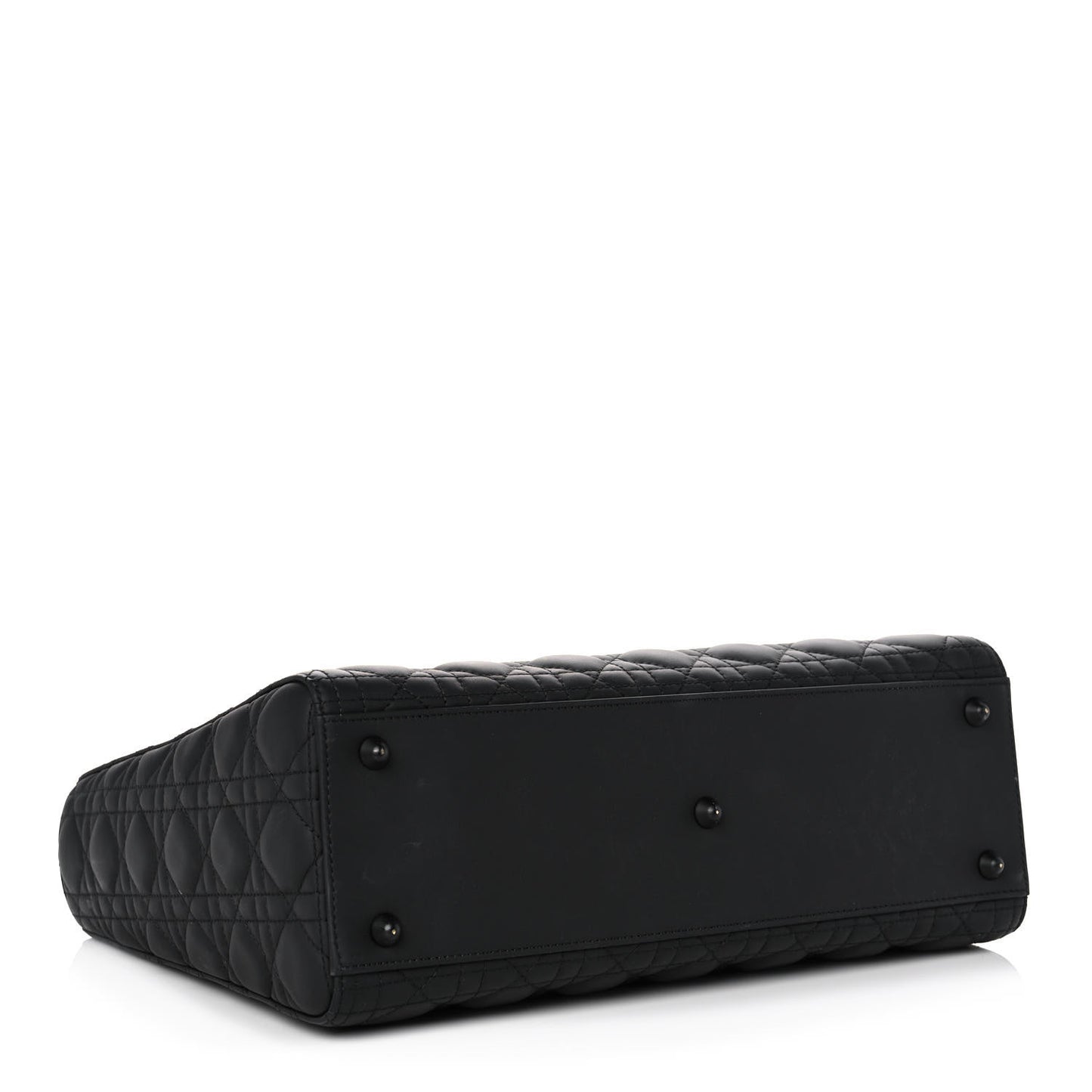 Ultra Matte Calfskin Cannage Large Lady Dior Black