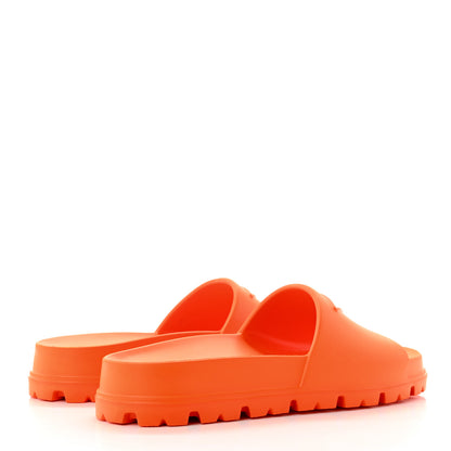 Prada EVA Rubber Triangle Logo Embossed Womens Lug Sole 20mm Slide Sandals 36 Papaya 4 of 7
