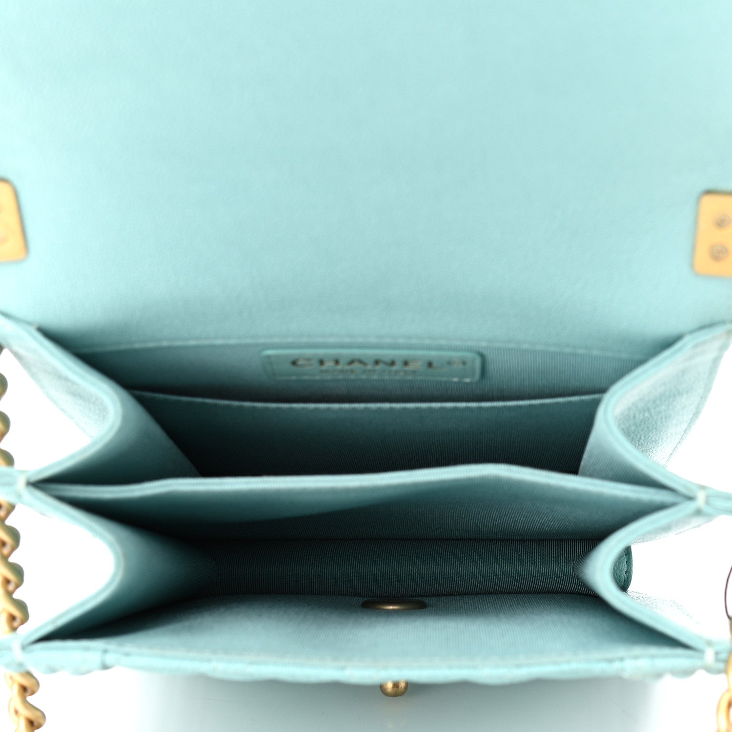 Chanel Caviar Quilted North South Boy Flap Light Blue 5 of 10