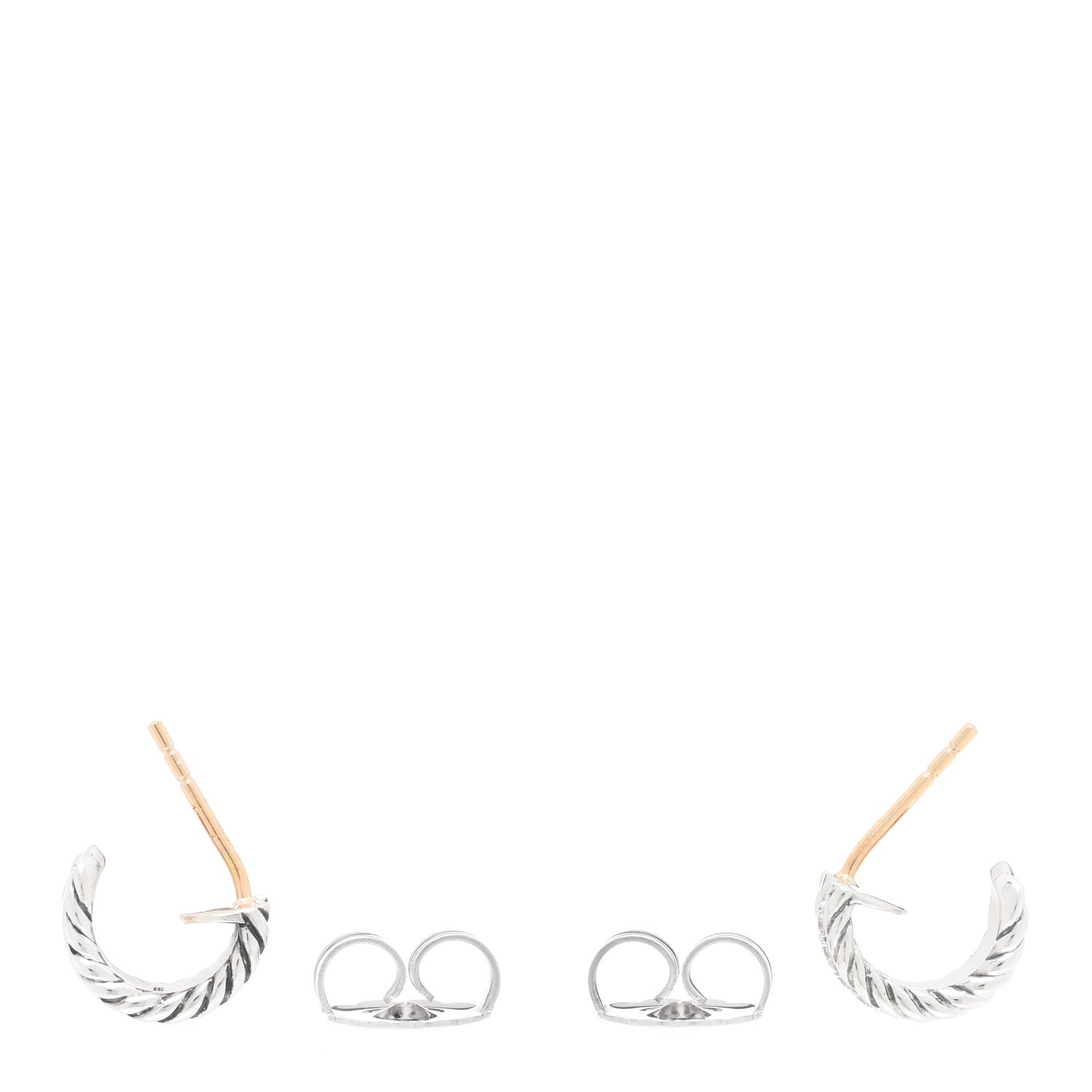 David Yurman Sterling Silver Diamond 12mm Cable Hoop Earrings 3 of 4