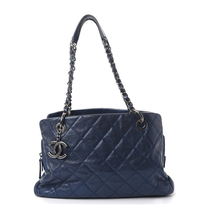 Chanel Iridescent Caviar Quilted Chic Shopping Tote Dark Blue 1 of 11