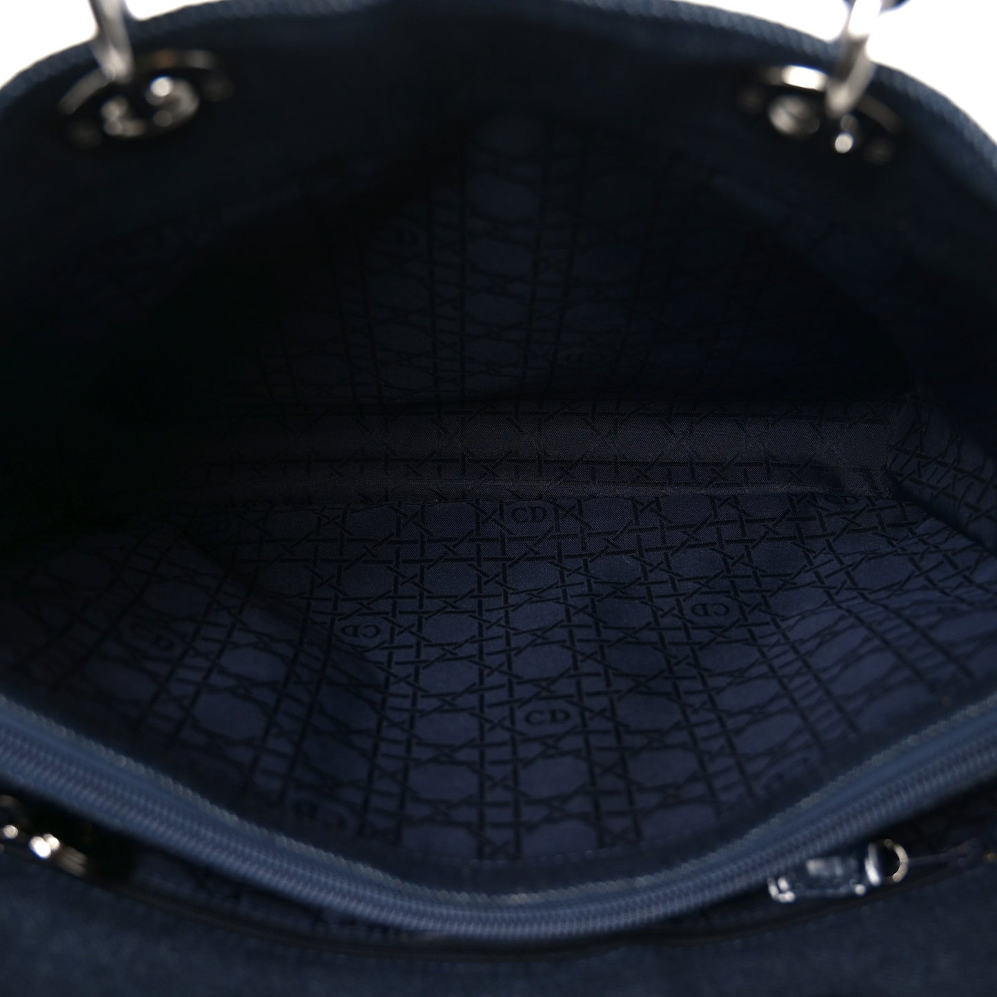 Denim Cannage Large Soft Lady Dior Tote Blue