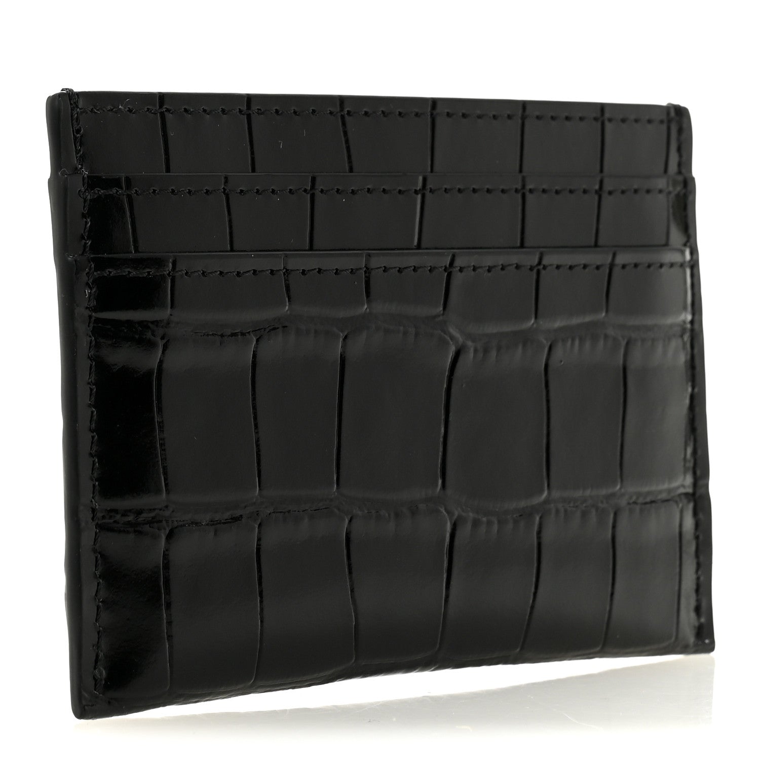 Chanel Calfskin Crocodile Embossed Crococo Card Holder Black 3 of 8