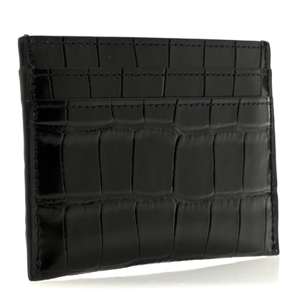Chanel Calfskin Crocodile Embossed Crococo Card Holder Black 3 of 8