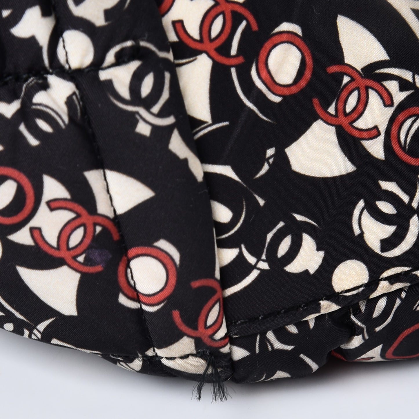 Nylon Quilted Printed Coco Bowler Black