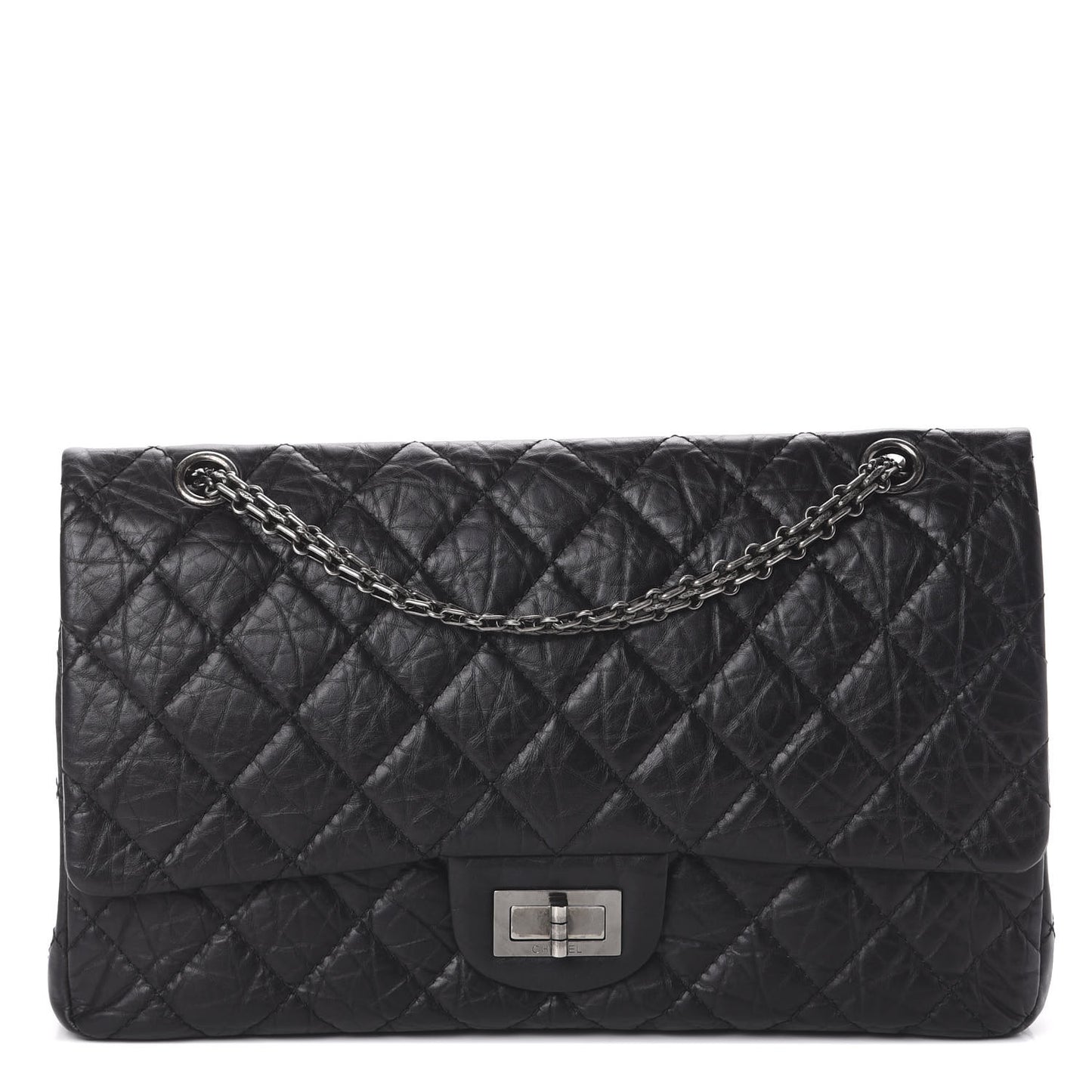 Aged Calfskin Quilted 2.55 Reissue 227 Flap Black