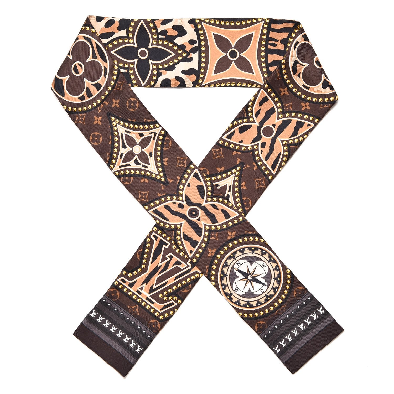 Louis Vuitton Silk Monogram LV World Bandeau Brown 1 of 5