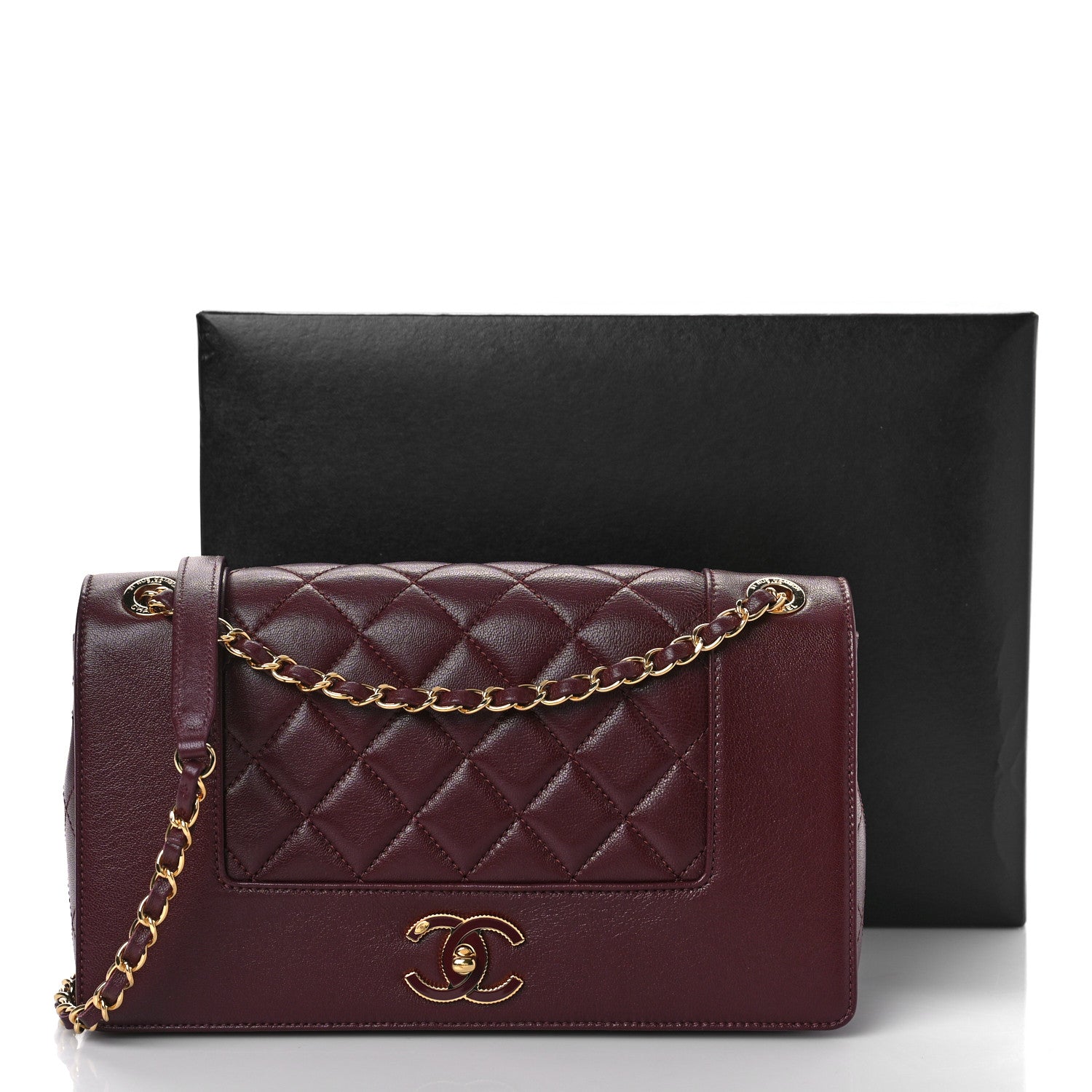 Chanel Sheepskin Quilted Vintage Mademoiselle Flap Dark Red 10 of 10