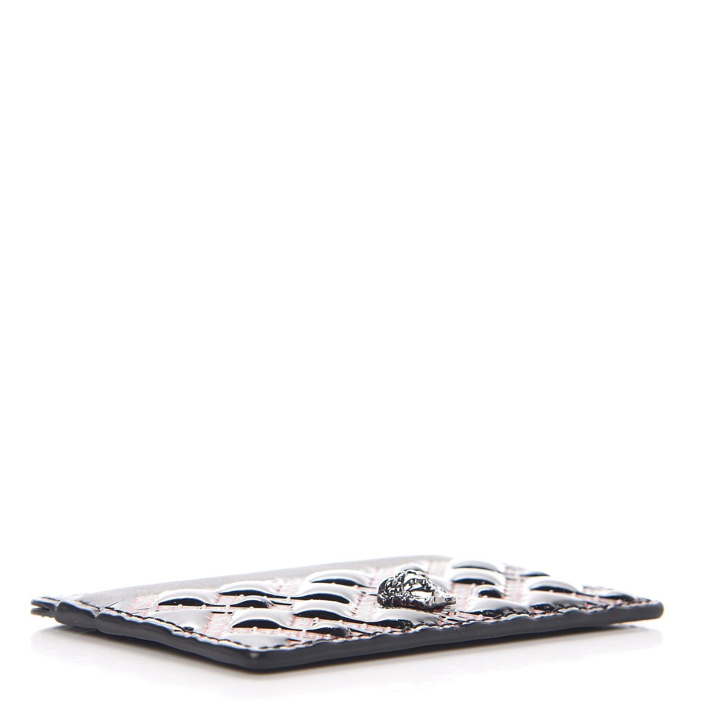 Patent Calfskin Palazzo Card Holder Black