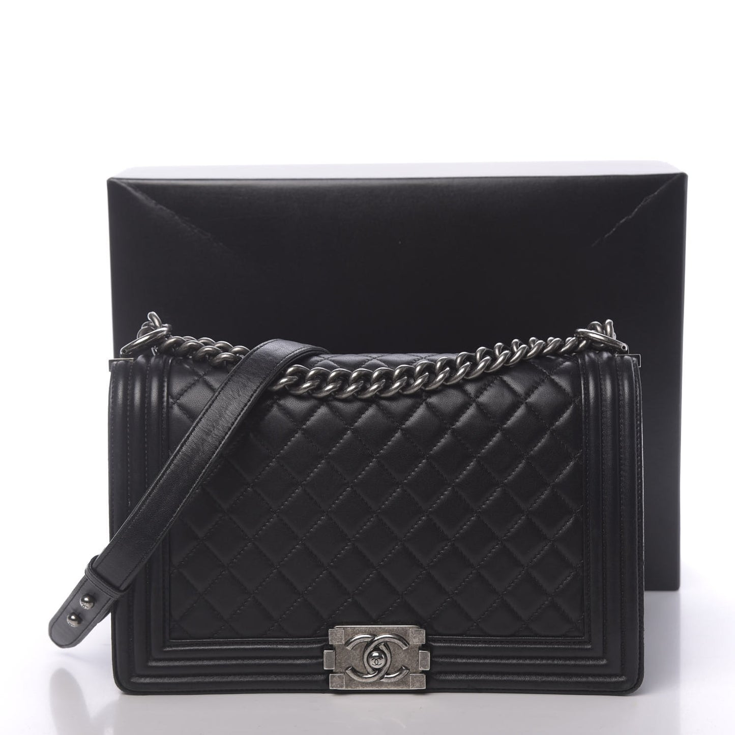 Lambskin Quilted New Medium Boy Flap Black