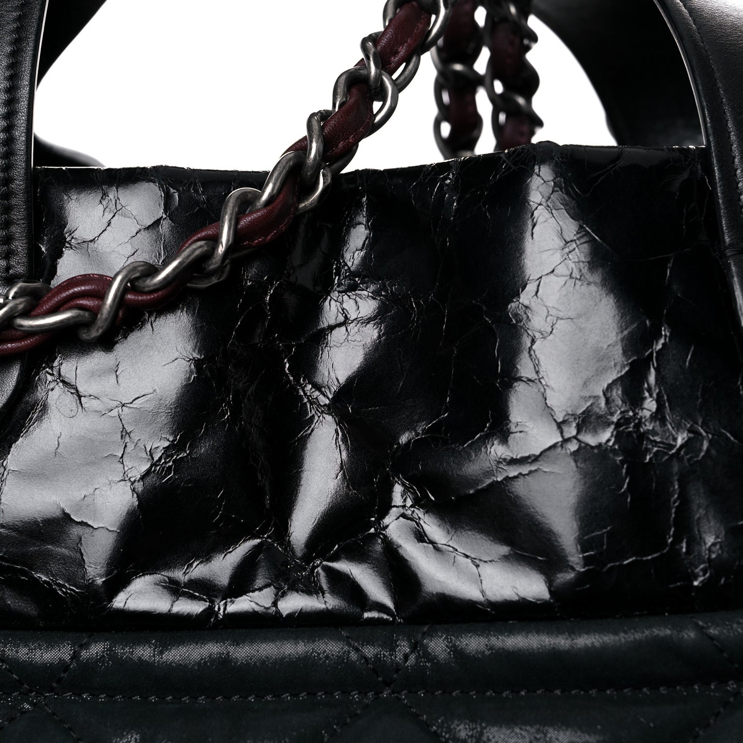 Iridescent Calfskin Quilted Large In The Mix Tote Black