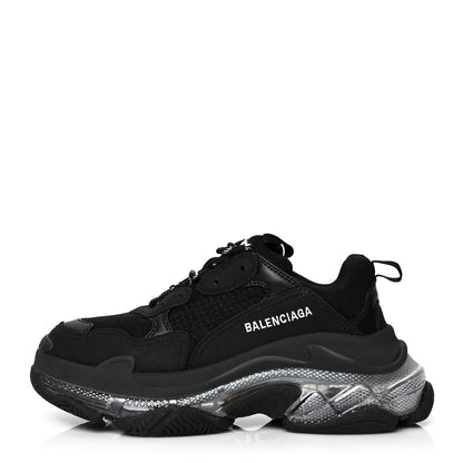 Balenciaga Fabric Mesh Clear Sole Triple S Sneakers 39 Black 1 of 7