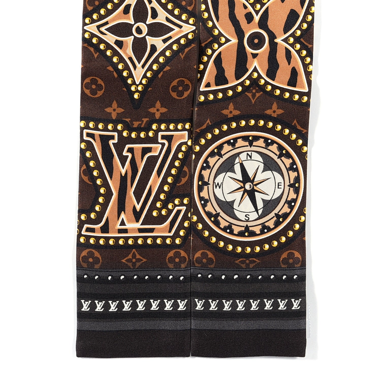 Louis Vuitton Silk Monogram LV World Bandeau Brown 2 of 3