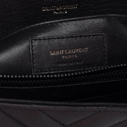 Saint Laurent Sheepskin Matelasse Chevron Monogram Monochrome Monochrome Large College Satchel Black 6 of 9