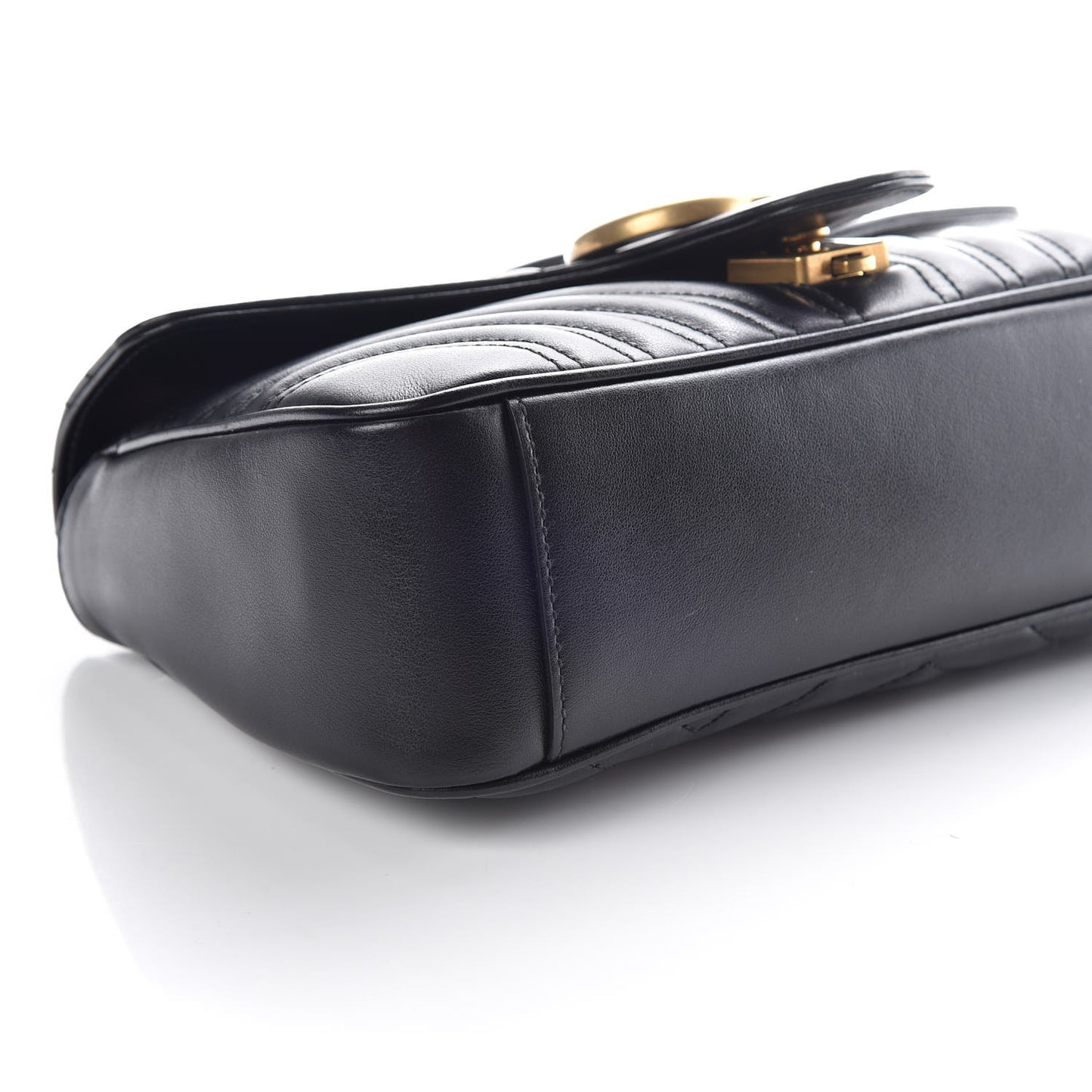 Calfskin Matelasse Small GG Marmont Shoulder Bag Black