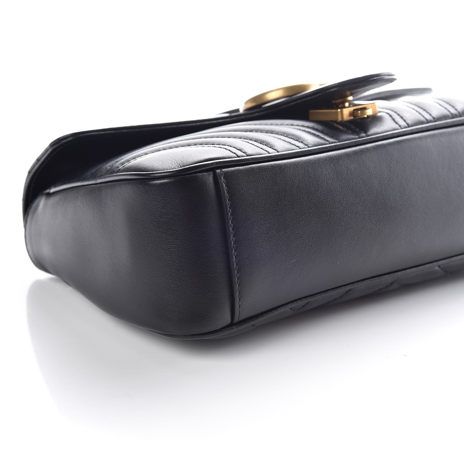 Gucci Calfskin Matelasse Small GG Marmont Shoulder Bag Black 5 of 9